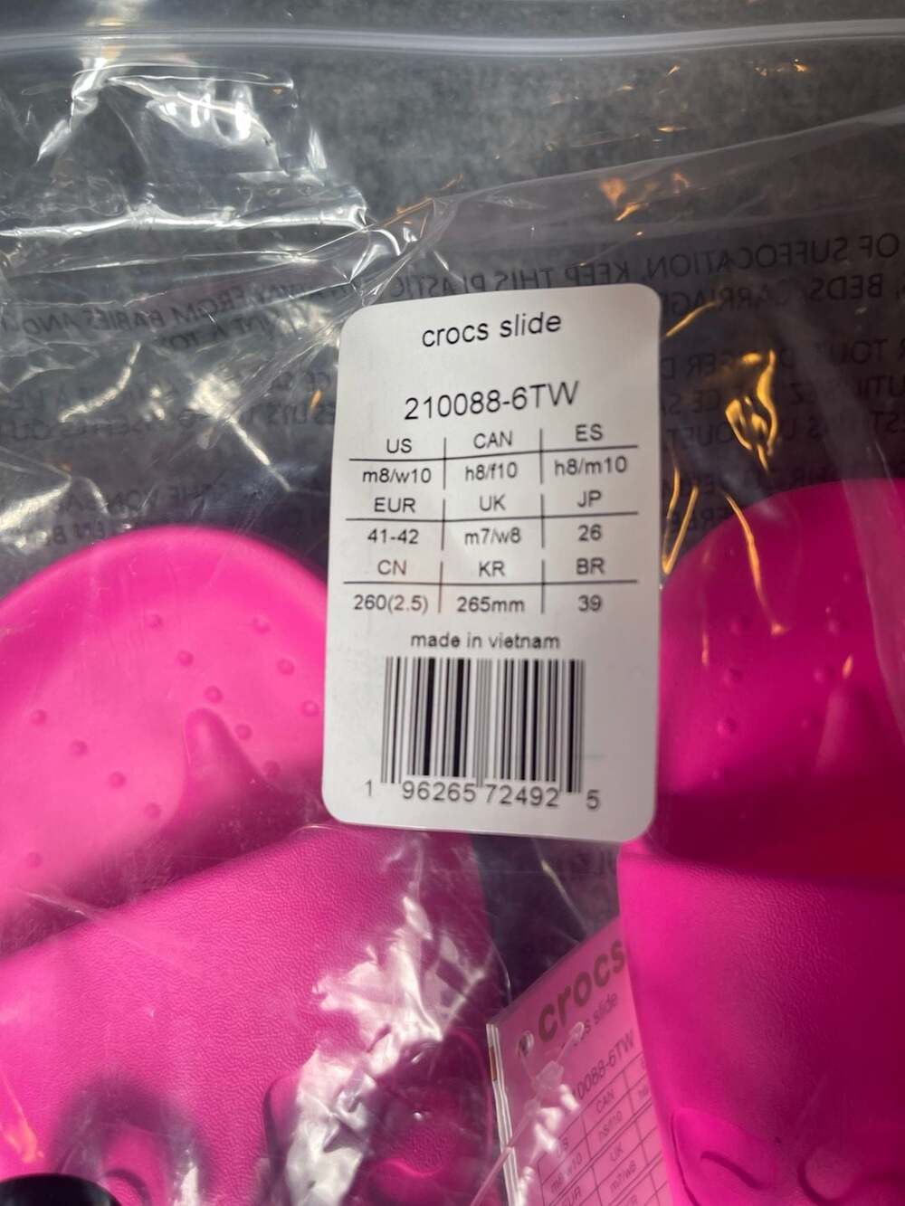 Crocs Classic Slide V2 Sandals in Fuchsia Pink Juice - Picture 2 of 4